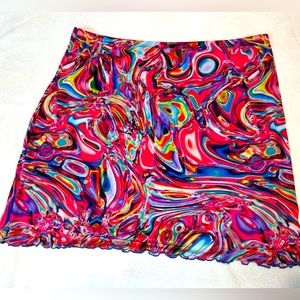 Trippy rave festival lettuce trim skirt